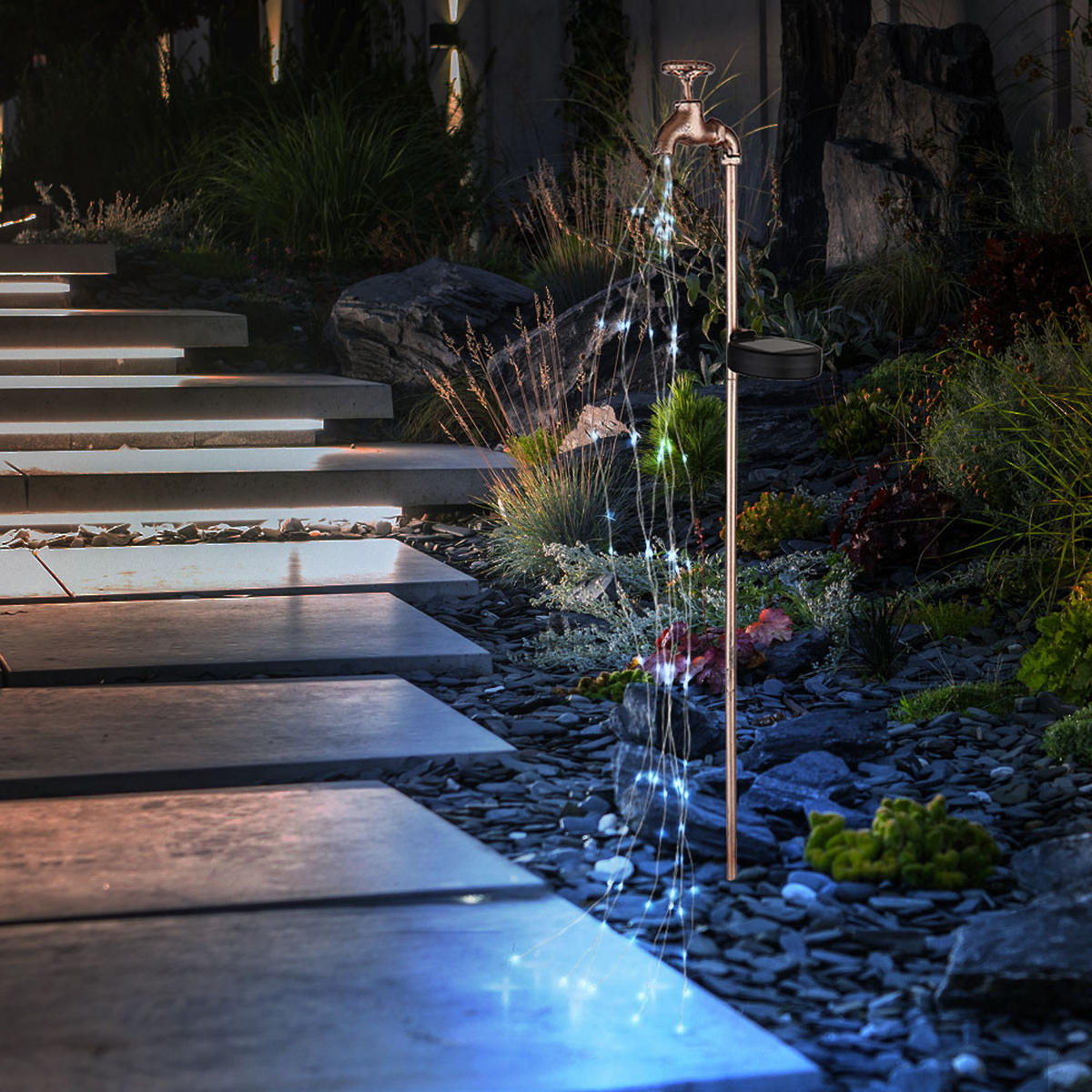 LED AUSSENLEUCHTE Solarleuchte Gold - Goldfarben, Metall (11/6/80cm) - Globo Lighting