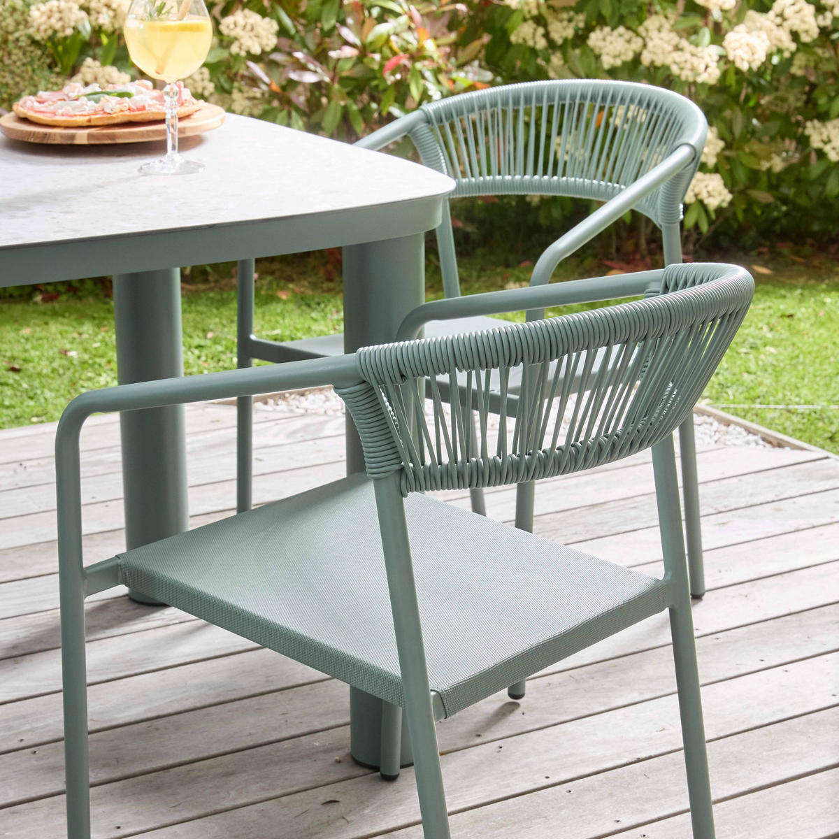 GARTENSTUHL, Nocera, grün - Grün, Metall (59.5/79/55cm) - Oviala