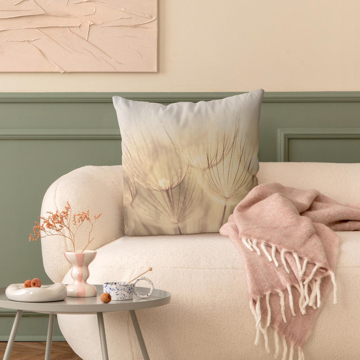 KISSENBEZUG Pusteblumen Nahaufnahme in wohnlicher Sepia Tönung 40/40 cm - Eichefarben, Textil (40/40cm) - Bilderwelten