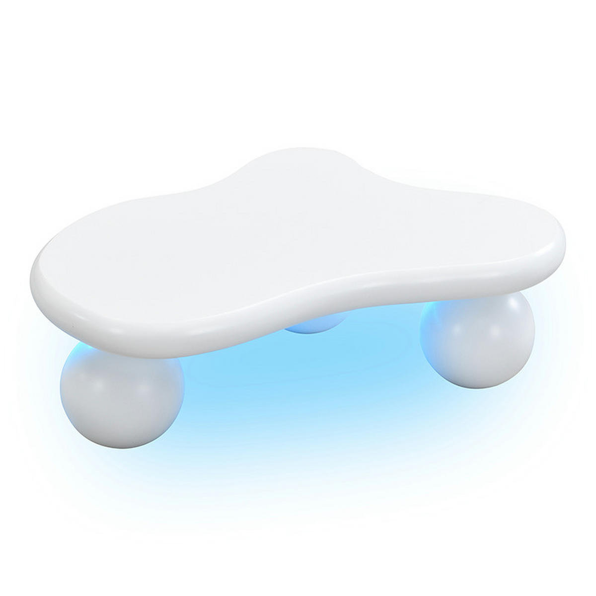 COUCHTISCH Wolkenform LED Farbwechsel mit Rundbeinen Weiß modern MDF skandinavischer Stil - Weiß, Holzwerkstoff (95/62.5/32cm) - EVRYAE