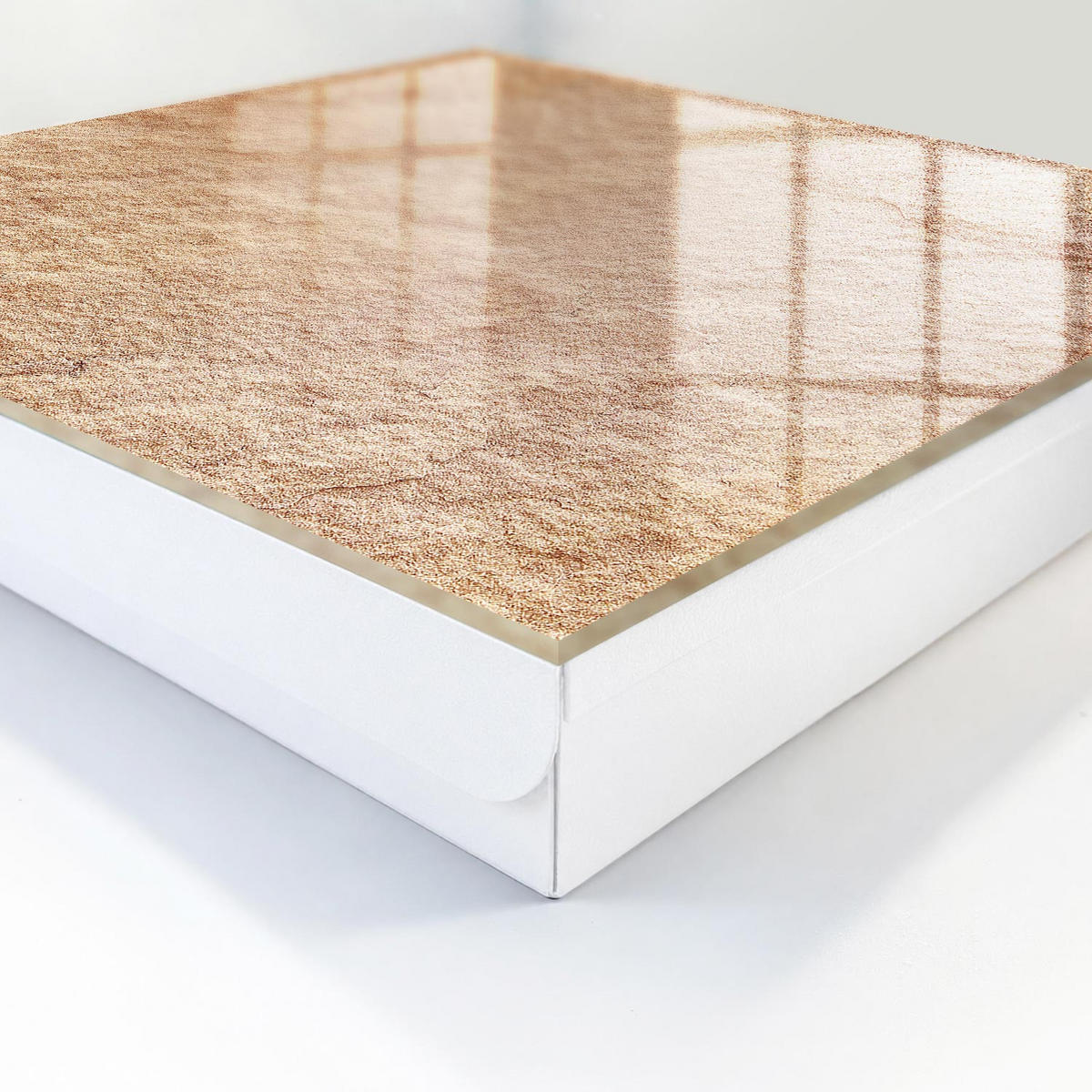 SCHLÜSSELBOX Weiß 30x30 cm – Türöffnung nach rechts - Sandmuster - Beige, Metall (30/30/5cm) - TULUP