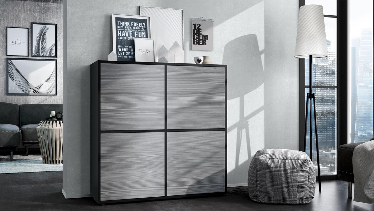HIGHBOARD Cuba Türen in Avola-Anthrazit - Anthrazit, Holzwerkstoff (104/105.5/35.5cm) - Vladon