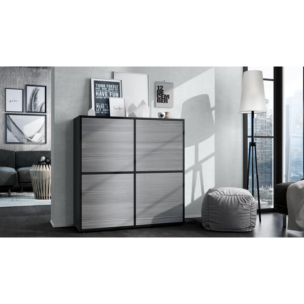 Thumbnail - Vladon Highboard, Anthrazit, Holzwerkstoff, 104x105.5x35.5 cm, Wohnzimmer, Kommoden & Sideboards, Highboards