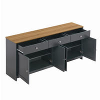 SIDEBOARD Grau Schwarz Holz 4 Türen 3 Schubladen modern - Multicolor, Holzwerkstoff (37/75/160cm) - FLIEKS