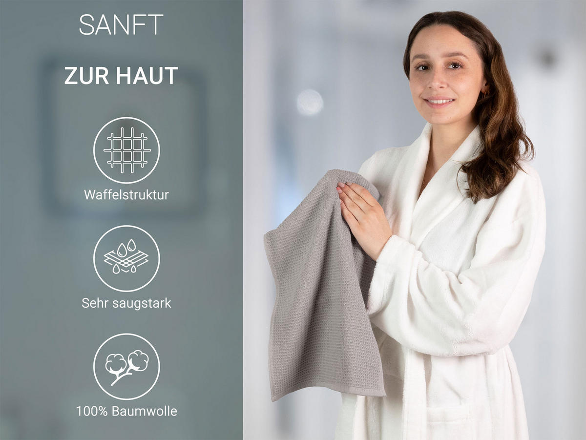 GÄSTETÜCHER, 10er-Set, 30x50 cm, 100% Baumwolle, Grau - Grau, Textil (30/50cm) - Zollner