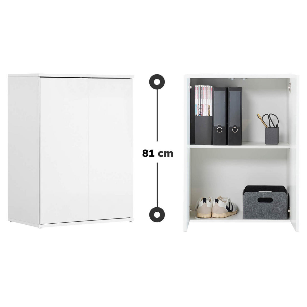 MEHRZWECKSCHRANK Der Kurze - Weiß, Holzwerkstoff (60/81/34cm) - Mokebo