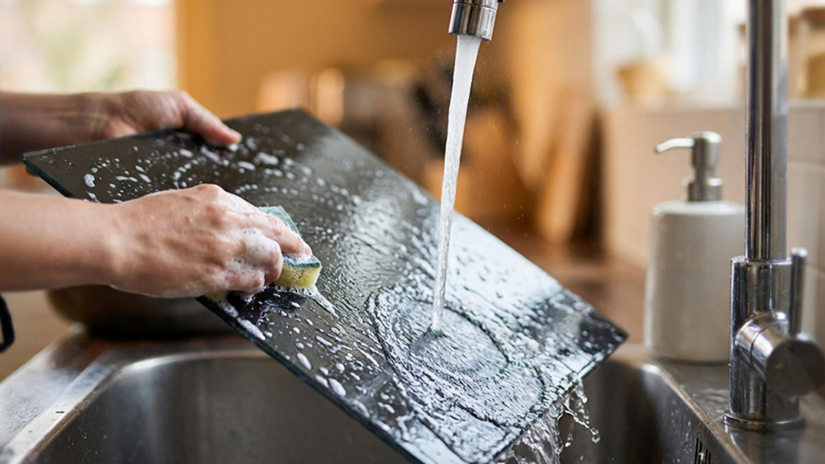 GLAS Herdabdeckplatte Schneidebrett SCHWARZ CLASSIC BLACK 52x60 cm Multi-Platte Arbeitsplatte Herdschutz - Schwarz, Glas (60/52/0.4cm) - ALLboards