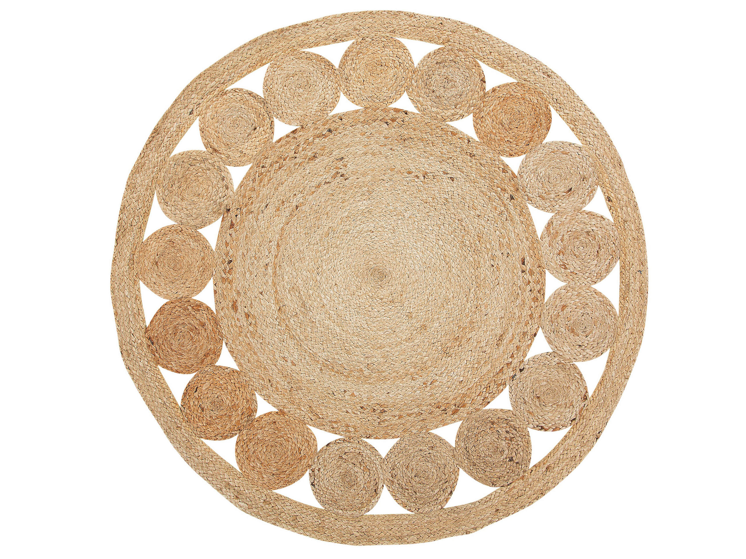KURZFLOR-TEPPICH Ahlat 120/120 cm - Beige, Naturmaterialen (120/120cm) - Beliani
