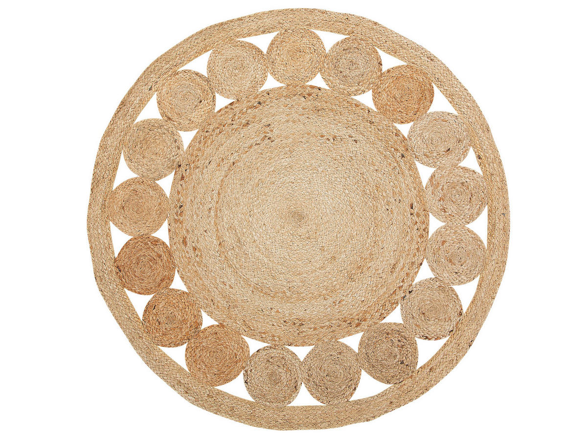 KURZFLOR-TEPPICH Ahlat 120/120 cm - Beige, Naturmaterialen (120/120cm) - Beliani