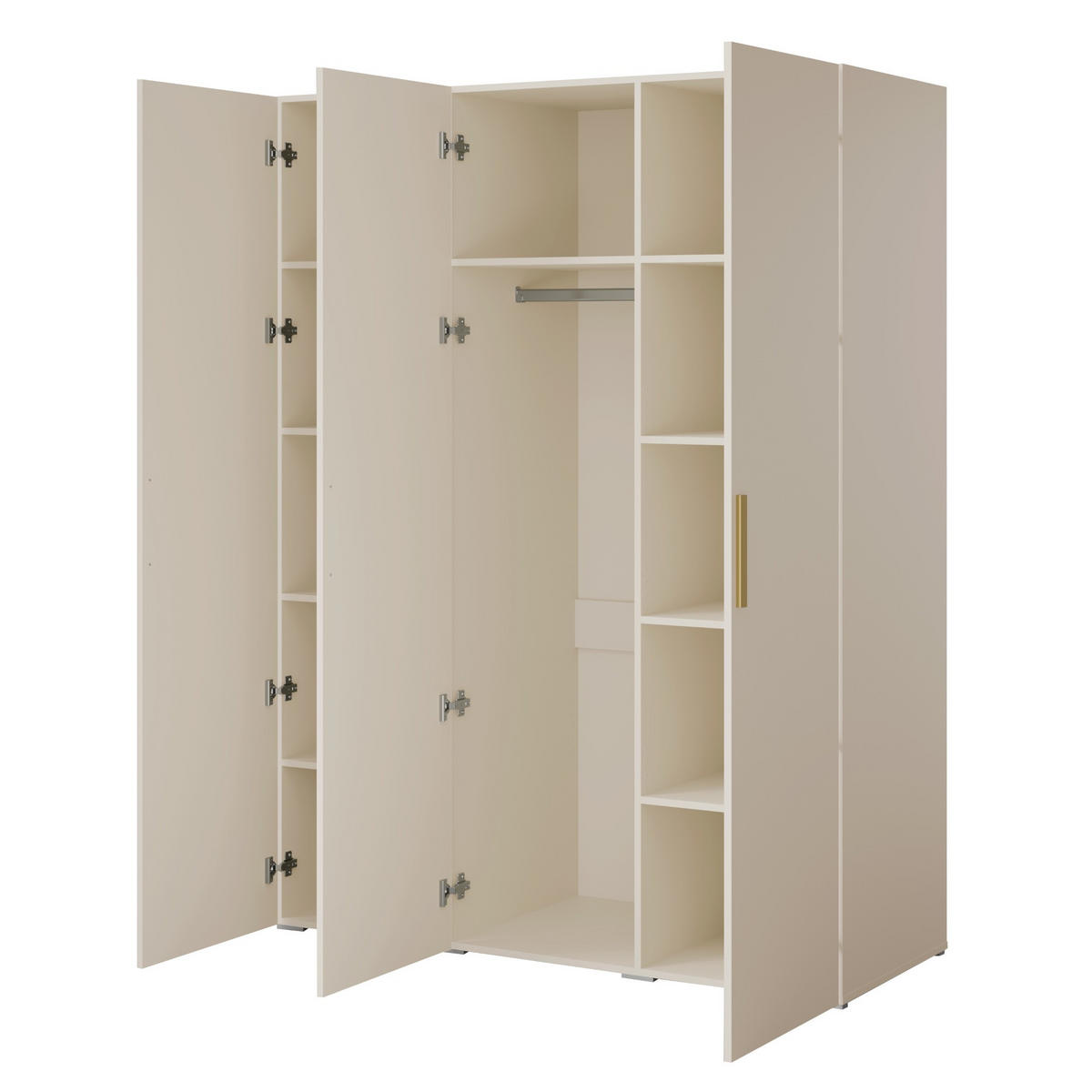 DREHTÜRENSCHRANK Napoli 3D 150 Kaschmir (schwarzer oder goldener Griff) - Kaschmir/Silberfarben, Holzwerkstoff/Kunststoff (150/35/60cm) - mzm24