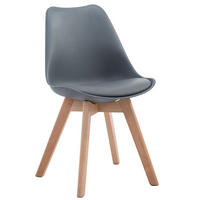 STUHL Lederlook grau - Eukalyptusholzfarben/Grau, Holz/Textil (48/84/41.5cm) - CLP