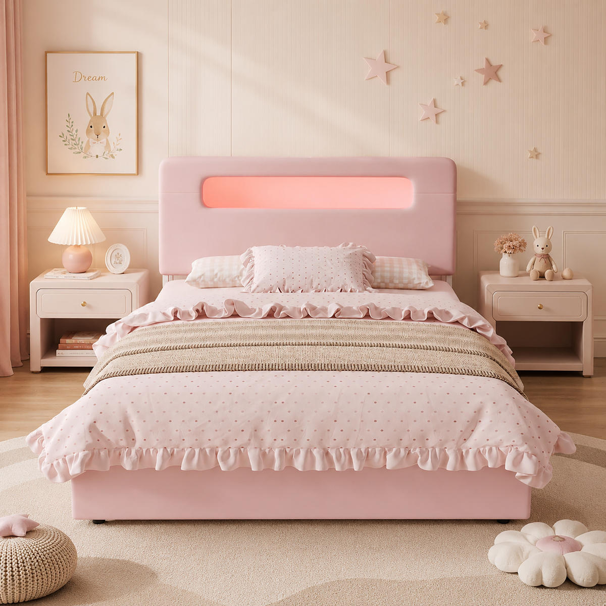 KINDERBETT 140/200 cm Rosa - Pink, Textil