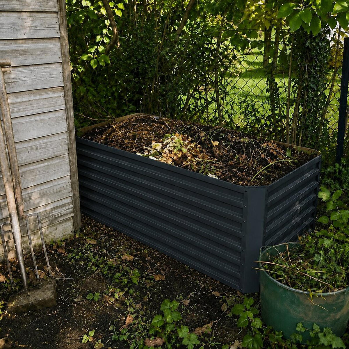 KOMPOSTER Garten, Anthrazit, 180 x 90 cm - Anthrazit, Metall (180/80/90cm) - Vicco