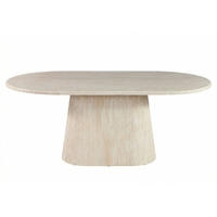 ESSTISCH Dervio beige oval Travertinoptik 200/100/75 cm - Beige, Holz/Stein (200/100/75cm) - alesvelt