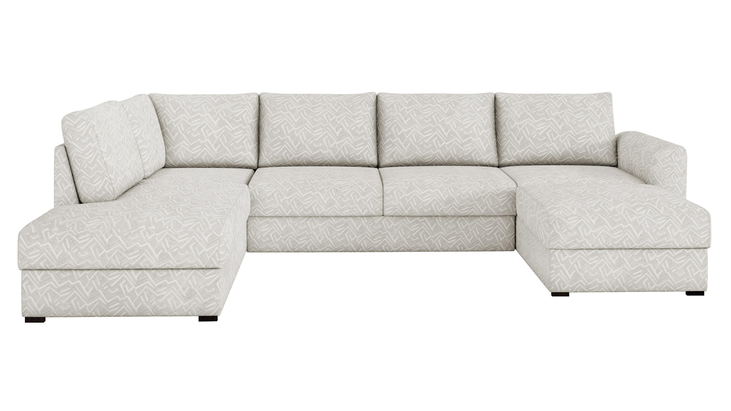 WOHNLANDSCHAFT Wilma Premium, Seite: Links - Ecru/Schwarz, Holz/Textil (305/85/188cm) - MIRJAN24