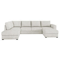WOHNLANDSCHAFT Wilma Premium, Seite: Links - Ecru/Schwarz, Holz/Textil (305/85/188cm) - MIRJAN24