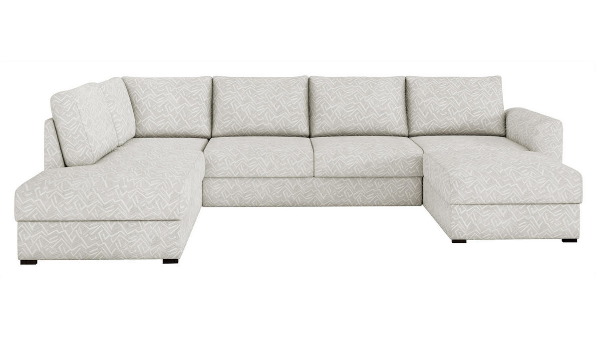 WOHNLANDSCHAFT Wilma Premium, Seite: Links - Ecru/Schwarz, Holz/Textil (305/85/188cm) - MIRJAN24