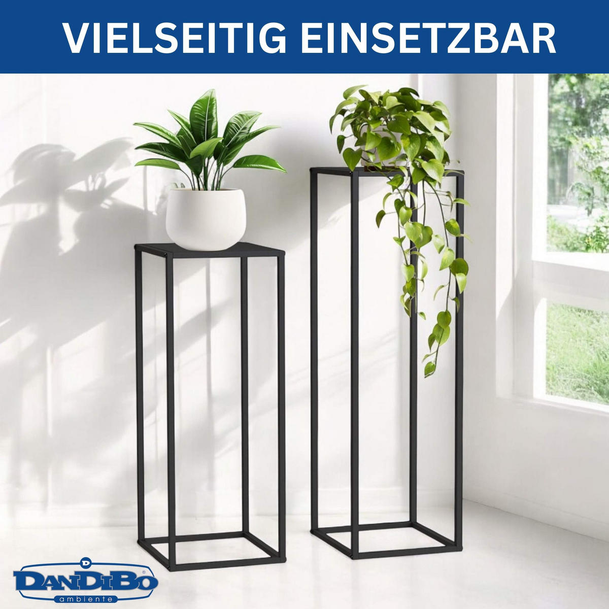 BLUMENHOCKER 2er Set Metall Schwarz 80–100 cm - Schwarz, Metall (33/90/5cm) - DanDiBo