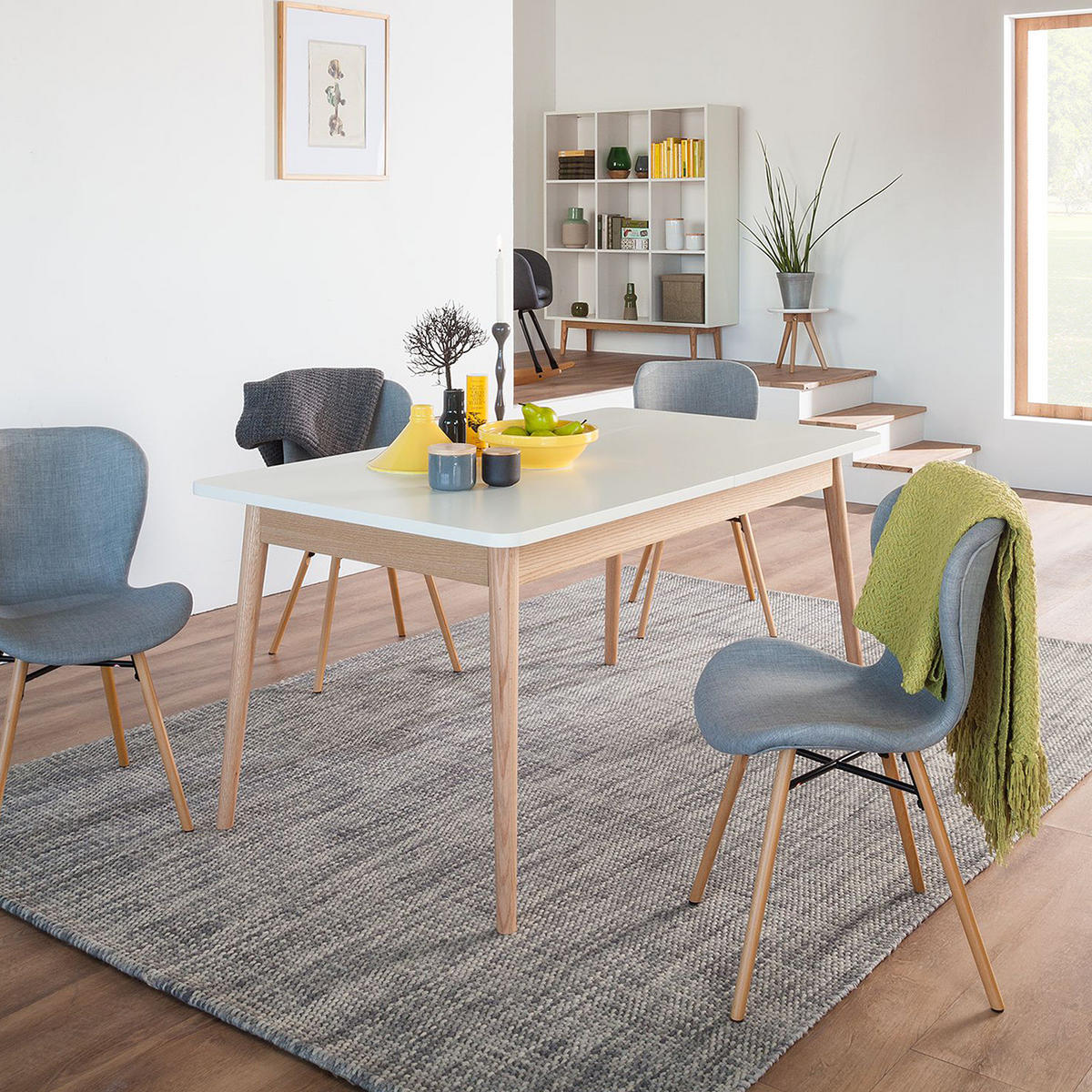 ESSTISCH mit Ausziehfunktion - Eiche teilmassiv - Weiß, Holzwerkstoff (90/160/77cm) - home24