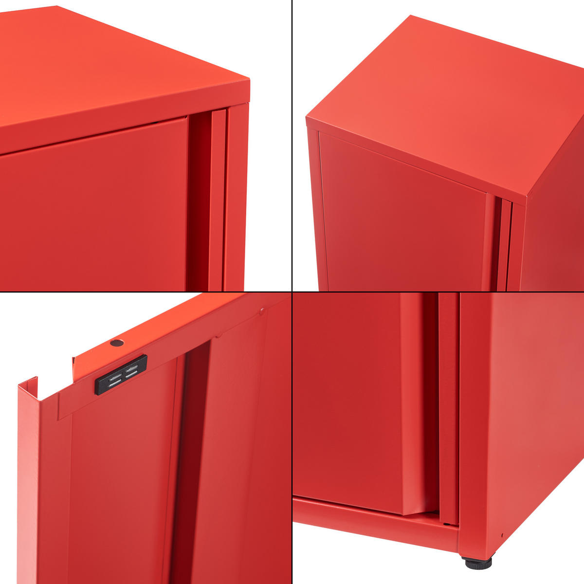 AKTENSCHRANK Burlöv - Rot, Metall (40/88/35cm) - [en.casa]