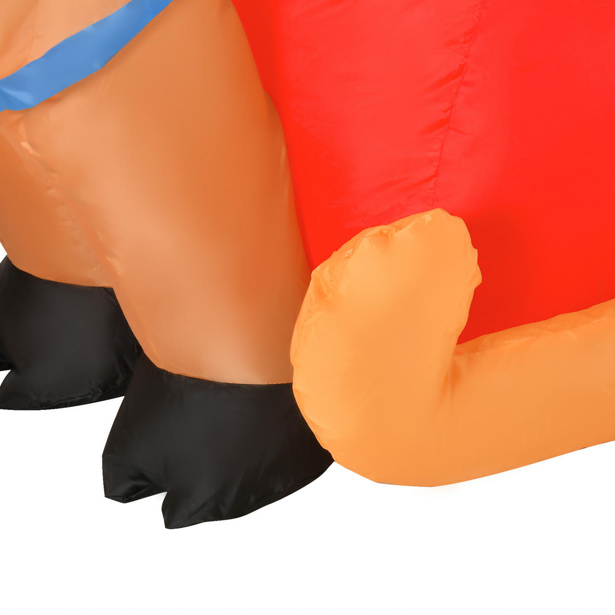 AUFBLASBARER Weihnachtsmann auf Schlitten, Polyester, Rot+Gelb - Multicolor, Kunststoff (80/128/200cm) - HOMCOM