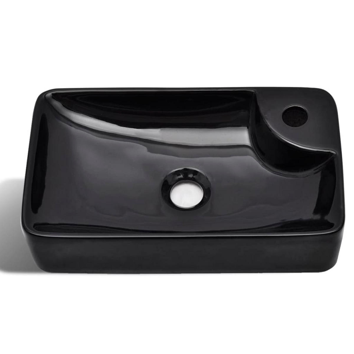 WASCHBECKEN Krone 44/25/10 cm - Schwarz, Keramik (44/10/25cm) - Nettlife