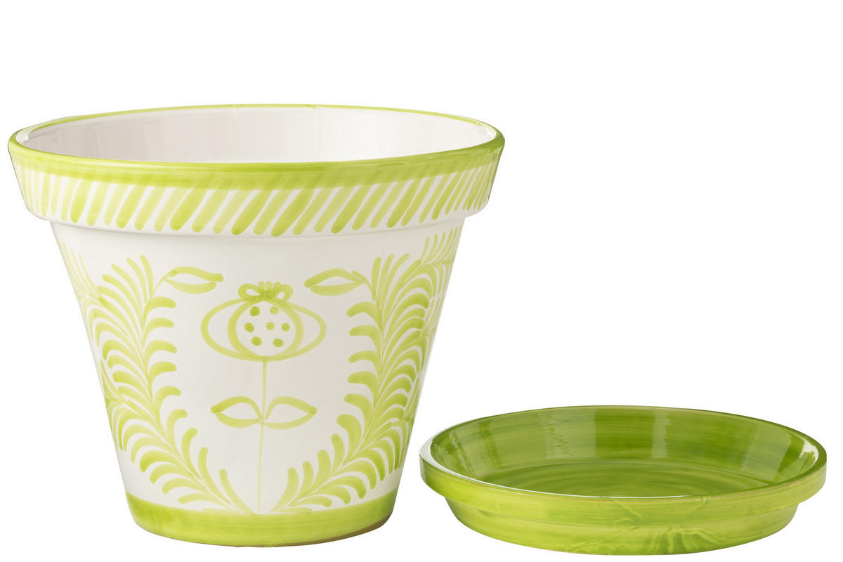 BLUMENTOPF GRANADA PATTERN - Töpferei - Grün - XL - Ø 50 cm - Multicolor, Keramik (50/40cm) - J-Line