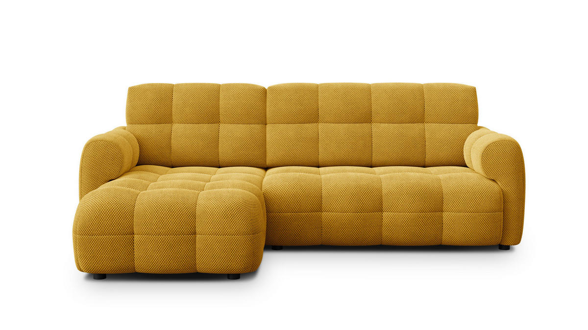 ECKSOFA MELLOW 3-Sitzer, safran - Gelb/Schwarz, Holz/Textil (232/156cm) - Courtois Laville