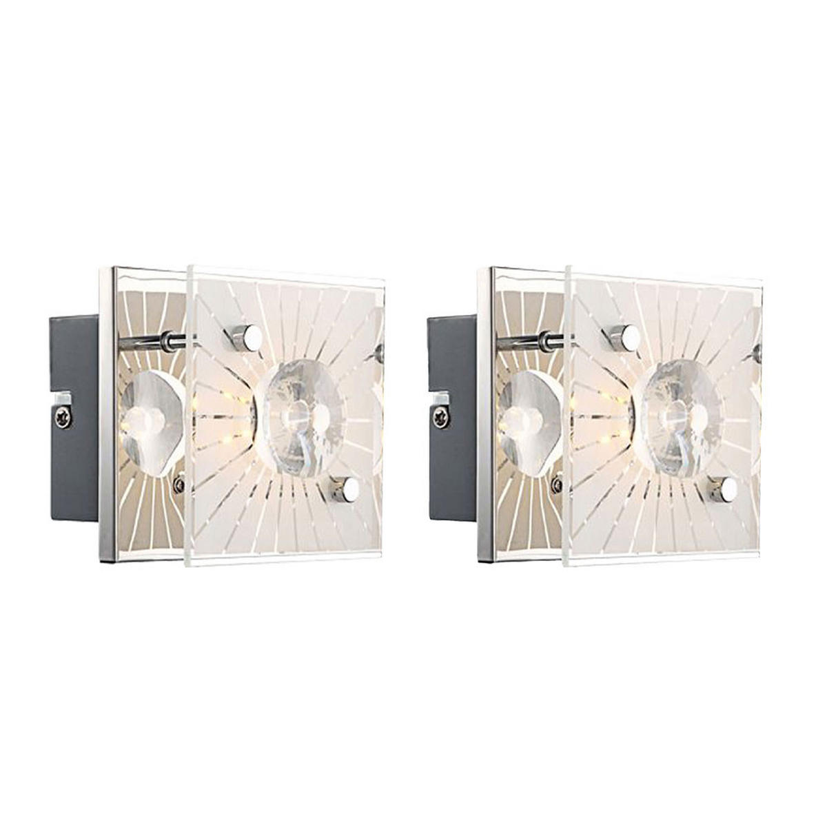 LED WANDLEUCHTE SANTI Kristalloptik Silber - Silberfarben, Glas (11/10/11cm) - Globo Lighting