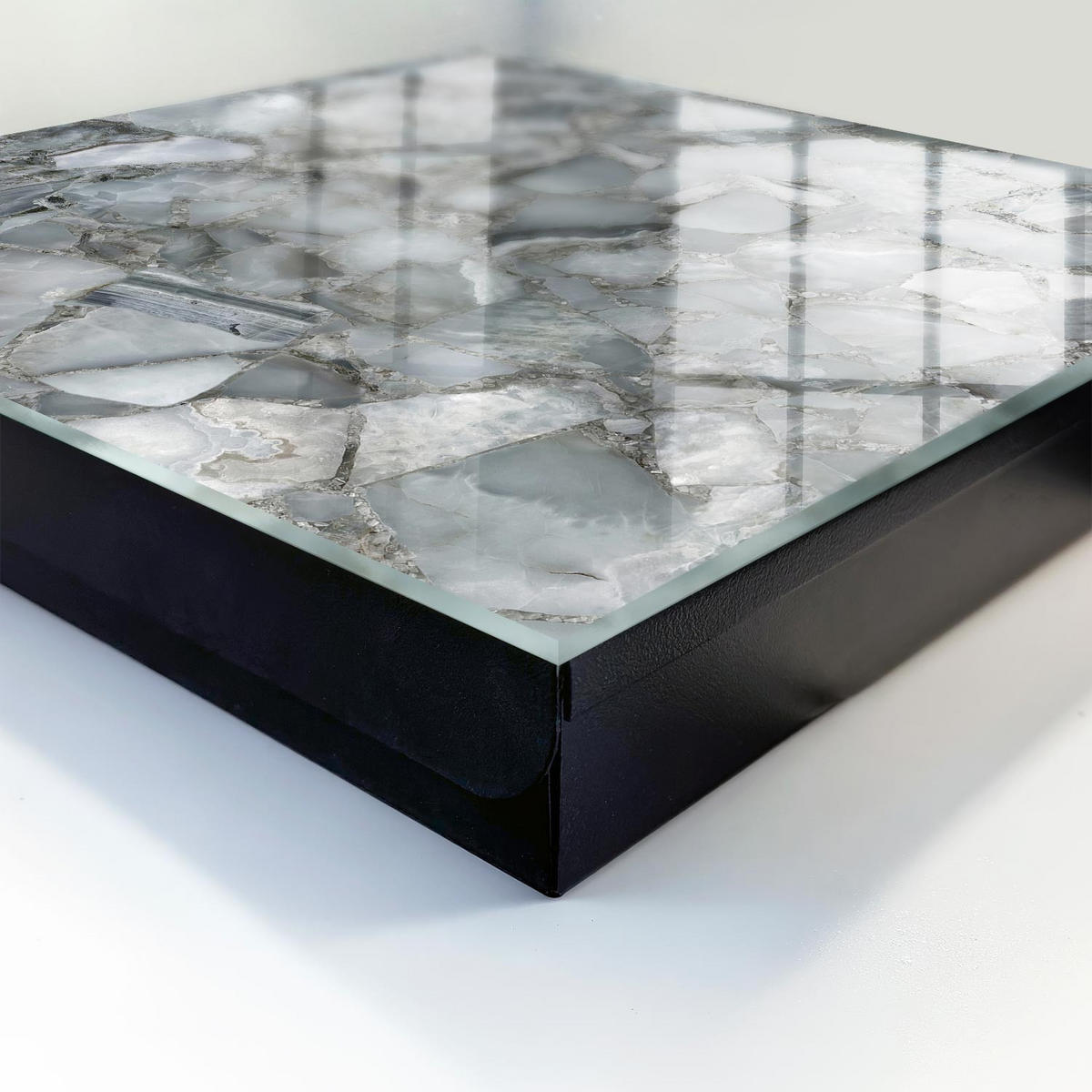 SCHLÜSSELBOX Schwarz 30x30 cm- Türöffnung nach rechts - Steinmosaik - Grau, Metall (30/30/5cm) - TULUP