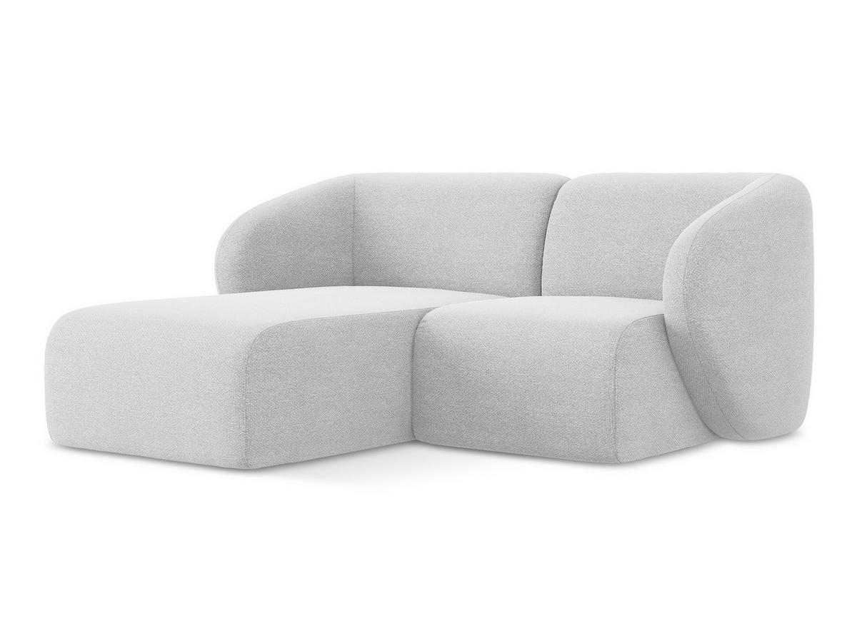 ECKSOFA Links Bouclé Stoff Grau - Silberfarben/Schwarz, Holzwerkstoff/Kunststoff (178/166cm) - Makamii