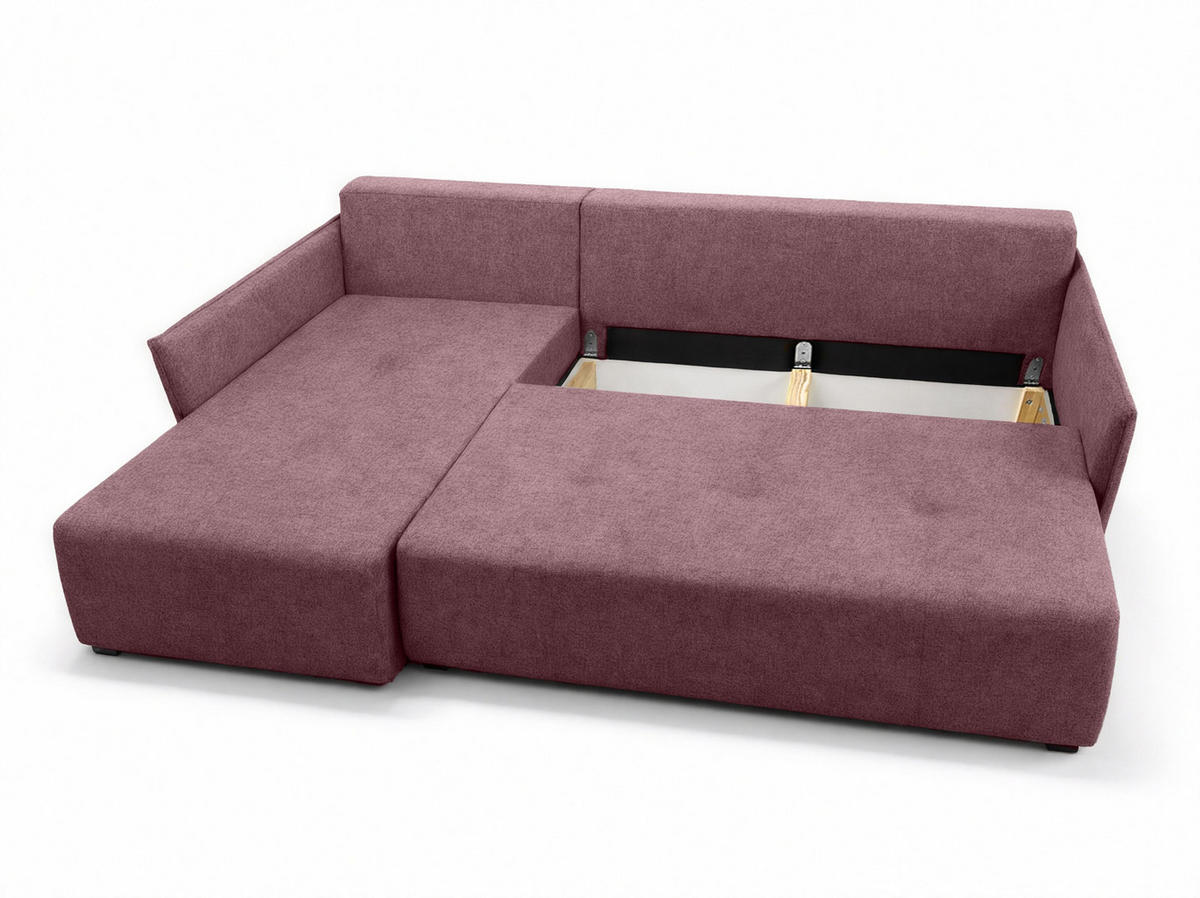 ECKSOFA L Form Damascus Rosa 212/143/88 cm Links mit Schlaffunktion - Schwarz/Rosa, Kunststoff/Textil (143/212cm) - AX Living