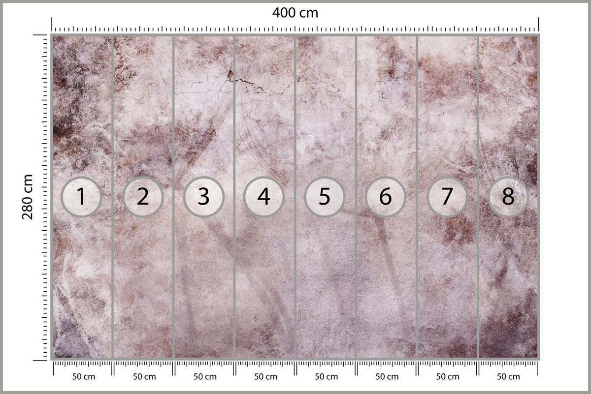 FOTOTAPETE Löwenzahnsamen Beton Retro Abstraktion 400x280 - Violett/Rosa, Papier (400/280cm) - Muralo