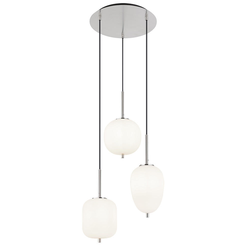 LED PENDELLEUCHTE Metall Silber 3-Flammig - Silberfarben, Glas (46/46/120cm) - Globo Lighting