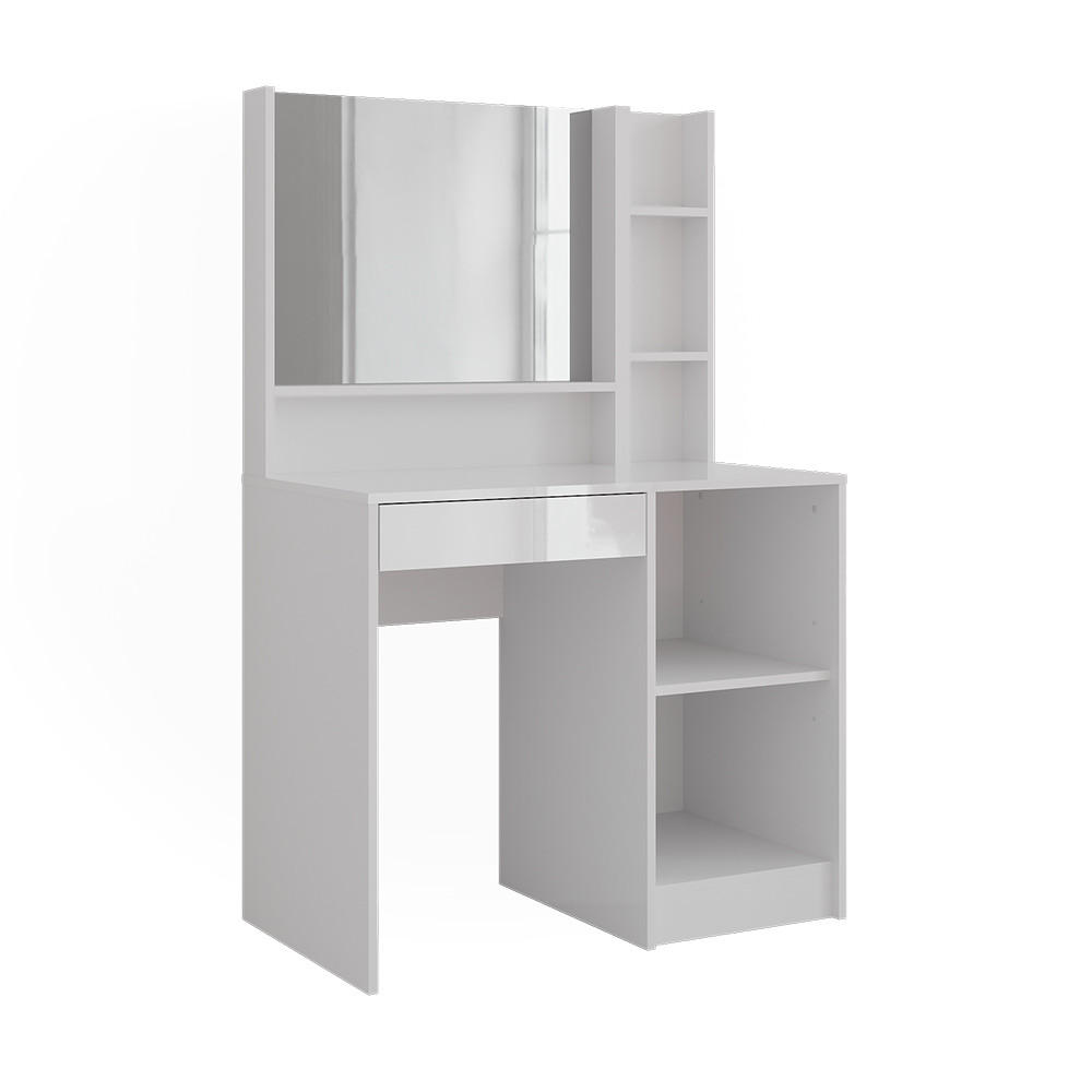 SCHMINKTISCH Sherry Weiß/Weiß Hochglanz 89.8 cm 3 Teile - Weiß Hochglanz, Holzwerkstoff (89.8/76/50.1cm) - Vicco