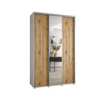 SCHWEBETÜRENSCHRANK 235,2/150/60 3-türig - Silberfarben/Eiche Artisan, Holz/Metall (150/235/60cm) - Abiks Möbel