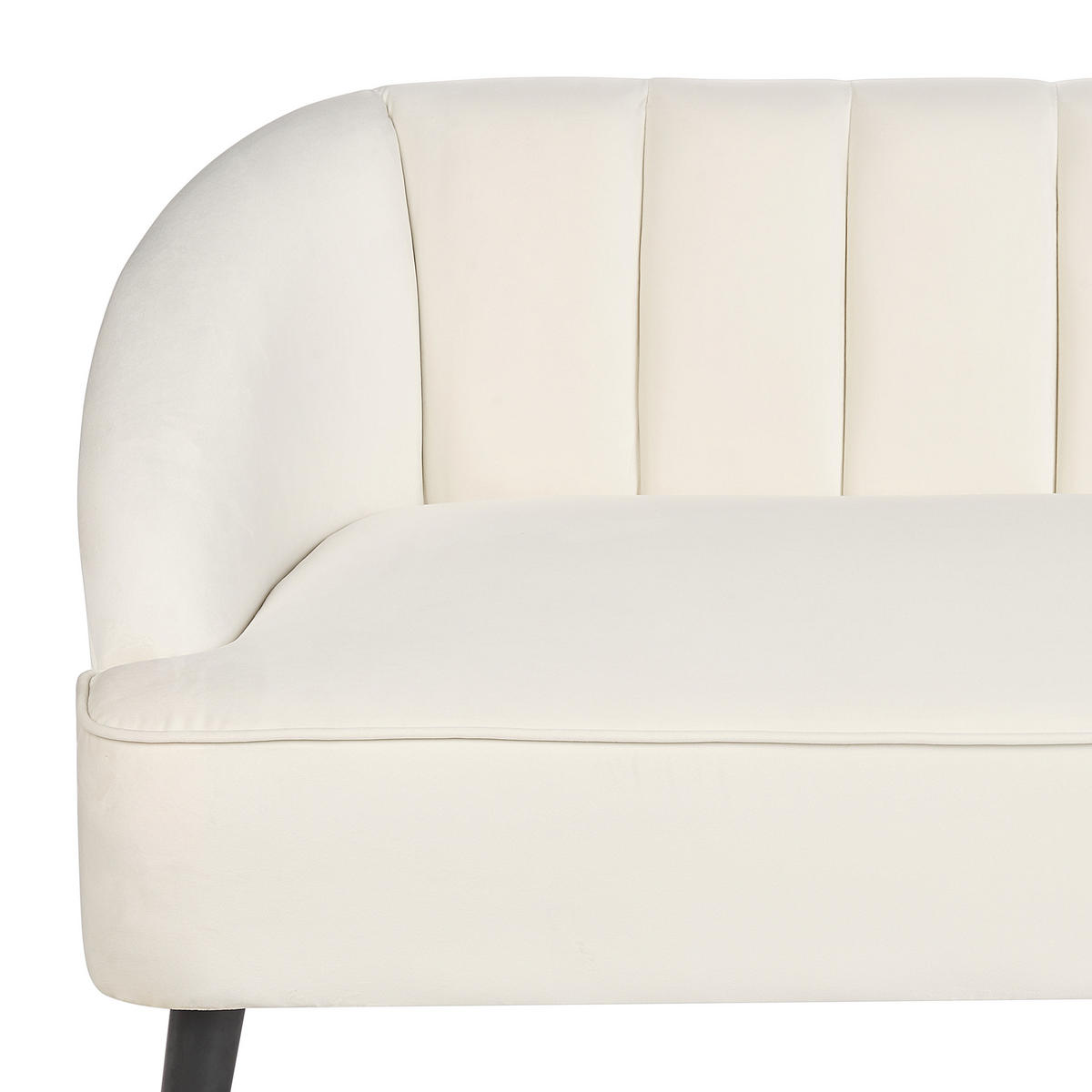 3-SITZER-SOFA Samtstoff cremeweiß Alsvag - Goldfarben/Schwarz, Textil (191/73/73cm) - Beliani