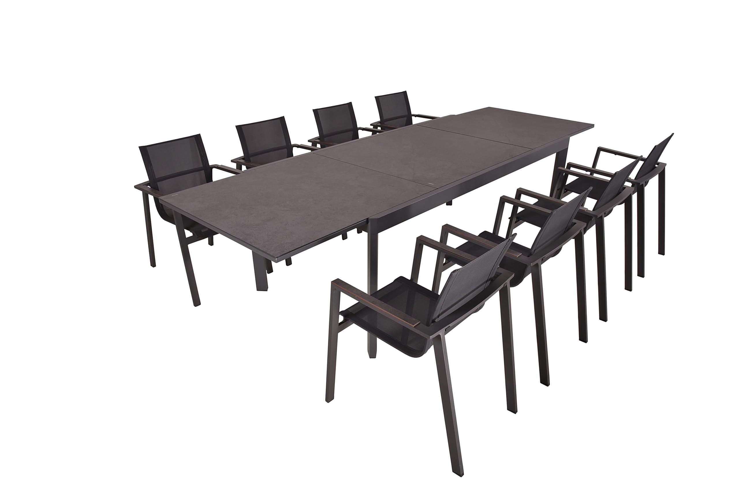 GARTEN-SITZGRUPPE Eike 9-teilig Gartenmöbel-Set - Dunkelgrau, Kunststoff - DELUKE