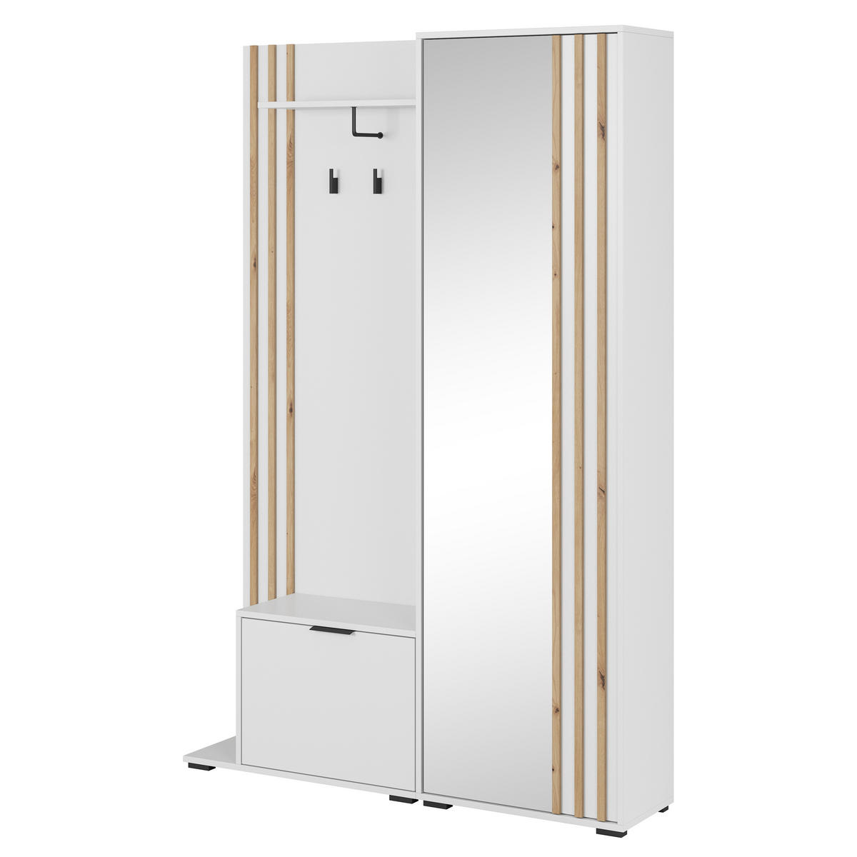 GARDEROBENSCHRANK NELIANA 131/192/40 cm Modern Garderobe-Set Weiß - Weiß, Holzwerkstoff (131/192/40cm) - MASSENO