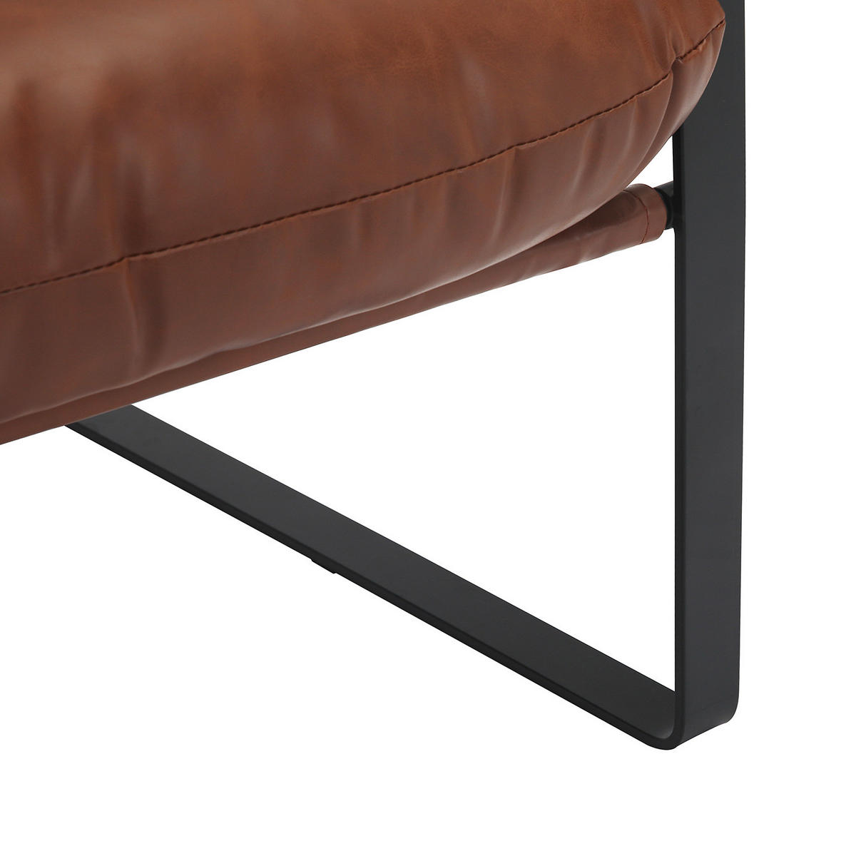 LOUNGESESSEL - Schwarz/Braun, Leder/Kunststoff (76/76/81cm) - home24