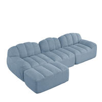 ECKSOFA 288/165/79 cm blau aus granuliertem Fleece modular und rahmenlos - Blau, Textil (165/288cm) - OKWISH