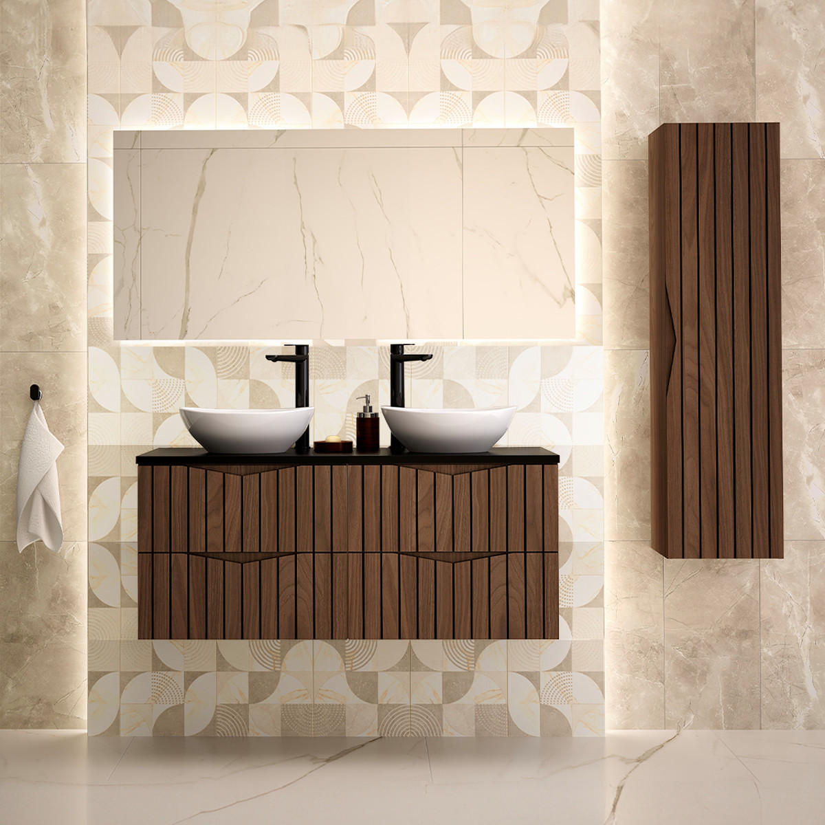 WASCHTISCHUNTERSCHRANK 120.6cm Siena Holz und Schwarz - Schwarz, Holzwerkstoff (120.6/52.2/46.5cm) - Petits-meubles