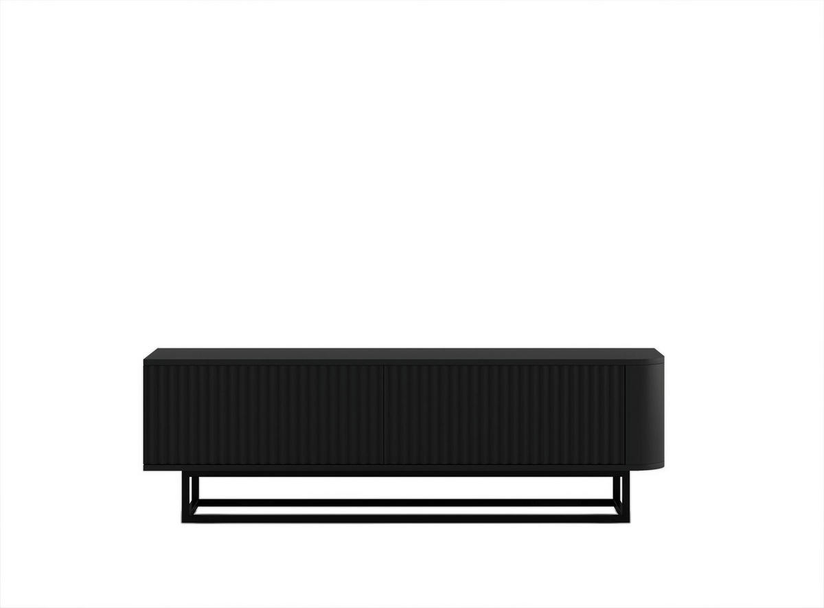 TV STOLÍK Aurora čierny matný 140 cm s kovovým rámom - čierna/zlatá, kov/kompozitné drevo (140/44/35cm) - Meble Lindner