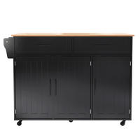 KÜCHENINSEL Schwarz-Natur 129/46/91.5 cm - Schwarz, Holzwerkstoff (120/91.5/46cm) - PANGIVO