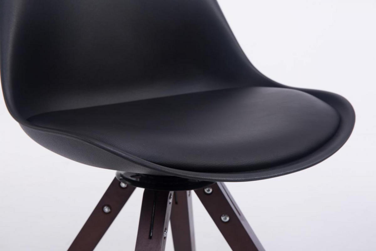 DREHSTUHL Lederlook Schwarz - Walnussfarben/Schwarz, Holz/Textil (48/84/56cm) - CLP