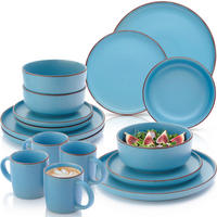 KOMBISERVICE BOMBAY SAPHIR - 16 teilig aus Steingut - Blau, Stein (50/30/80cm) - Sänger