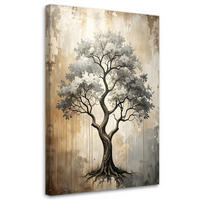 WANDBILD, Grunge Baum Abstrakt in Beige - Grau, Textil (30/45cm) - Feeby