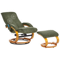 MASSAGESTUHL mit Fußstütze Stoff Grün Hero - Braun/Grün, Holz/Textil (51/102/80cm) - Beliani