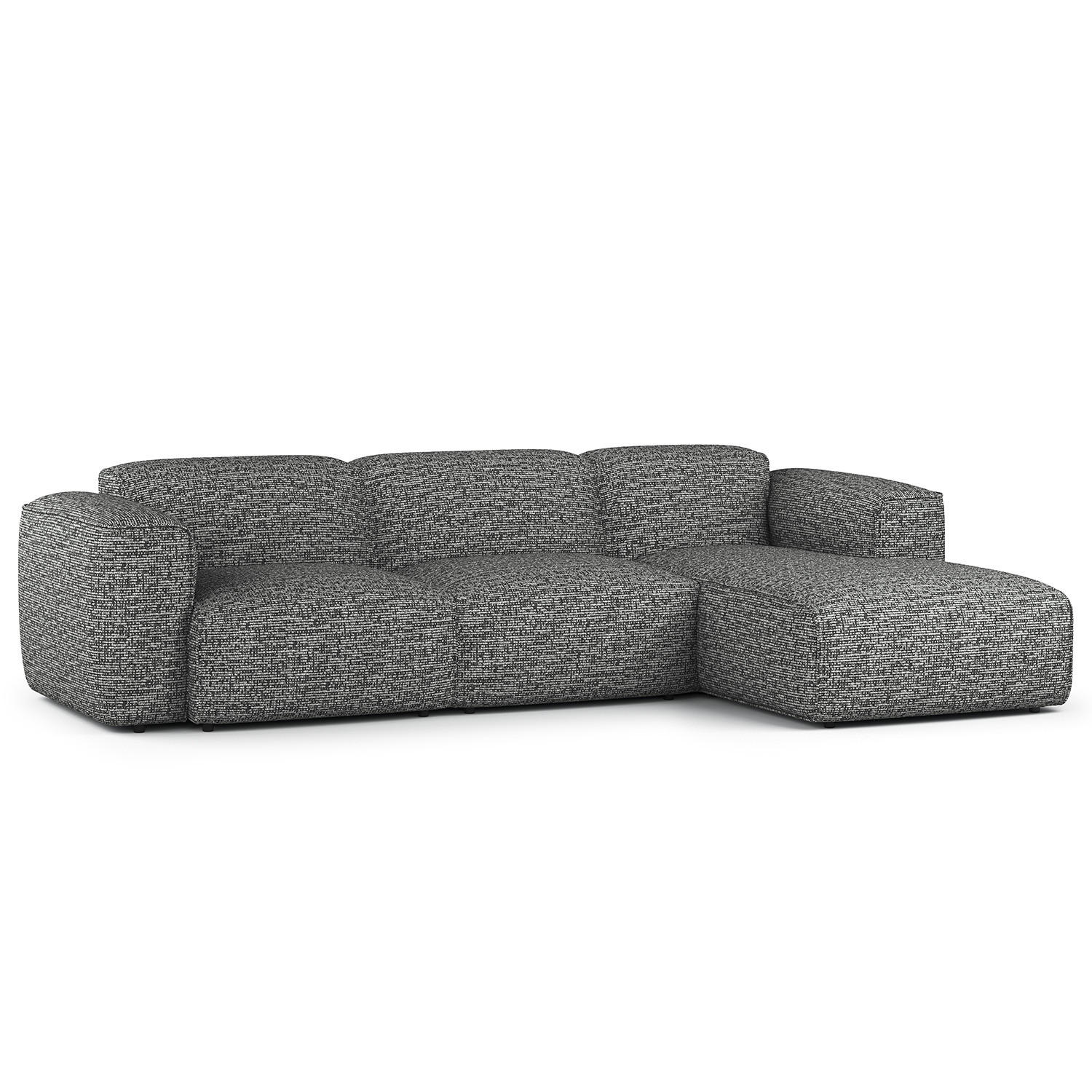 3-SITZER ECKSOFA mit Longchair - Schwarz/Grau, Kunststoff/Textil (284/173cm) - home24
