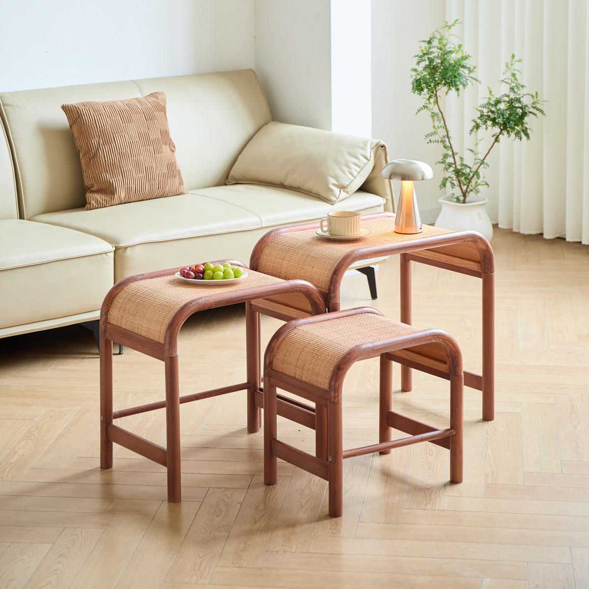 COUCHTISCH (2er Set) Rechteckig Braun - Braun, Holz (40/60/58cm) - Nordlys